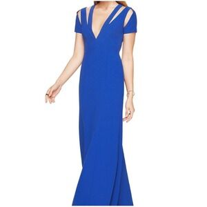 BCBGMAXAZRIA Estrella Crepe Cut-Out Evening Gown Formal Prom‎ Gala Blue 6 NWT